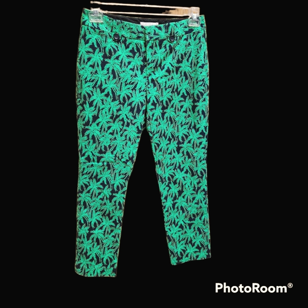 BANANA REPUBLIC Crops Pedal Pushers Capris Green and Black Cotton Rich Fabric - Picture 2 of 9